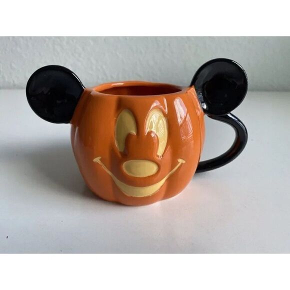 Halloween Disney Mickey Mouse Pumpkin Coffee Mug Cup Jack-O-Lantern NEW - Picture 1 of 7